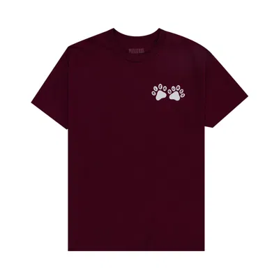 Pre-owned Pleasures Puppies T-shirt 'burgundy' In Red
