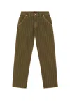 Pleasures Rail Stripe Work Pants In Brown