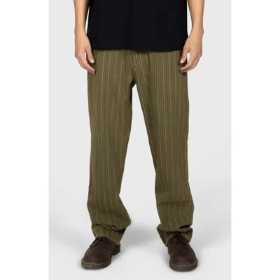 Pleasures Railroad Stripe Work Pants In Green