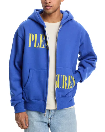 Pleasures Regular Fit Split Zip Hoodie In Blue