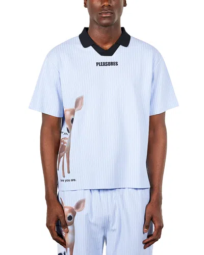 Pleasures Relaxed Fit Wherever You Go Graphic Polo Shirt In Blue