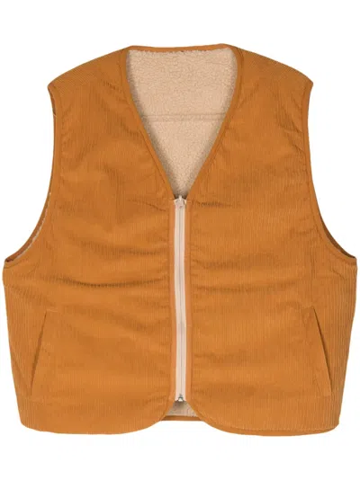 Pleasures Reversible V-neck Gilet In Brown