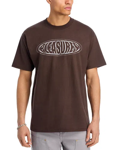 Pleasures Sandblast Graphic Logo Tee In Brown