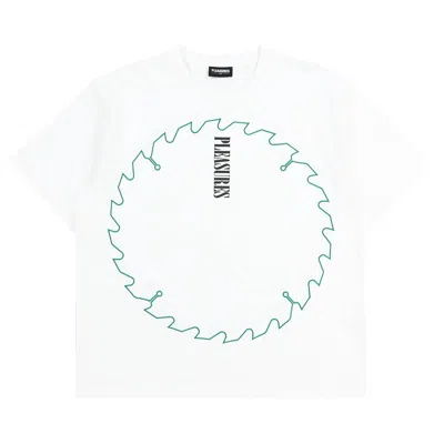 Pre-owned Pleasures Saw Heavyweight T-shirt 'white'
