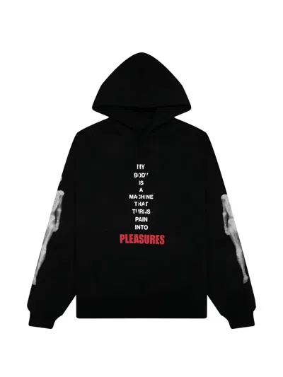 Pleasures Skeleton Print Hooded Sweatshirt In Black