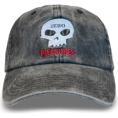 Pleasures Skull Denim Baseball Cap In Black