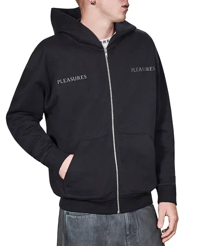 Pleasures Spine Zip Logo Hoodie In Black