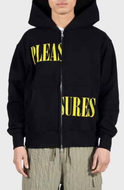 Pleasures Split Graphic Zip Hoodie In Black