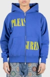 Pleasures Regular Fit Split Zip Hoodie In Blue