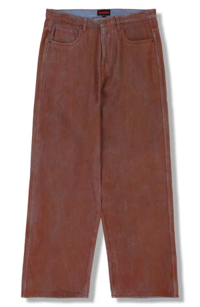 Pleasures Spray Formula Baggy Jeans In Brown