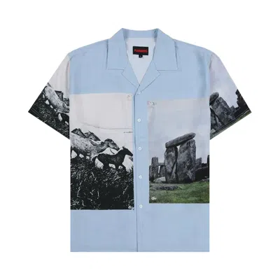 Pre-owned Pleasures Stone Horse Button Down 'powder Blue' | Men's Size M