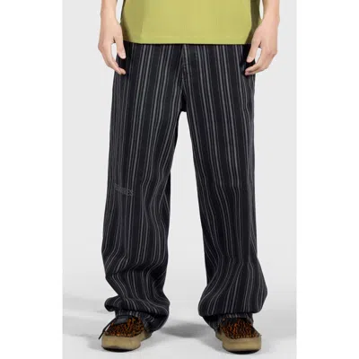Pleasures Stripe Formula Baggy Wide Leg Jeans In Black