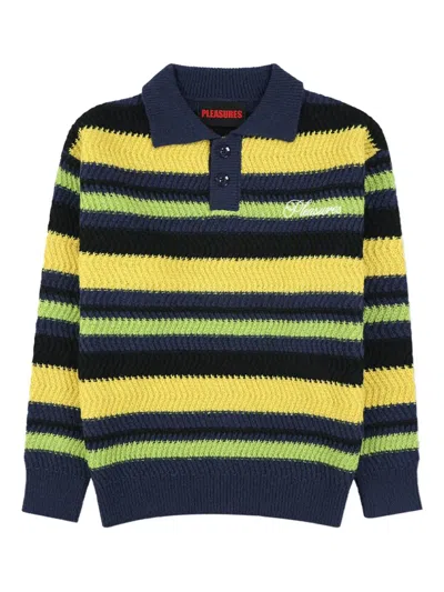 Pleasures Striped Polo Shirt In Multi
