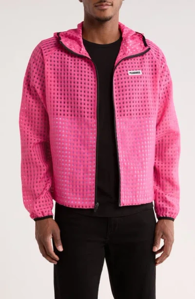 Pleasures System Plaid Hooded Jacket In Pink