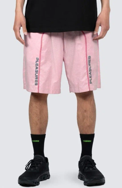 Pleasures Tempo Nylon Ripstop Active Shorts In Pink/grey