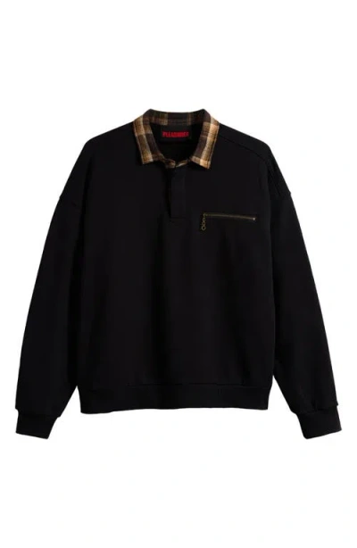 Pleasures Town Polo Sweatshirt In Black