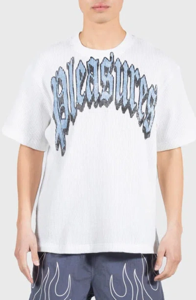 Pleasures Twitch Graphic Waffle Knit T-shirt In White