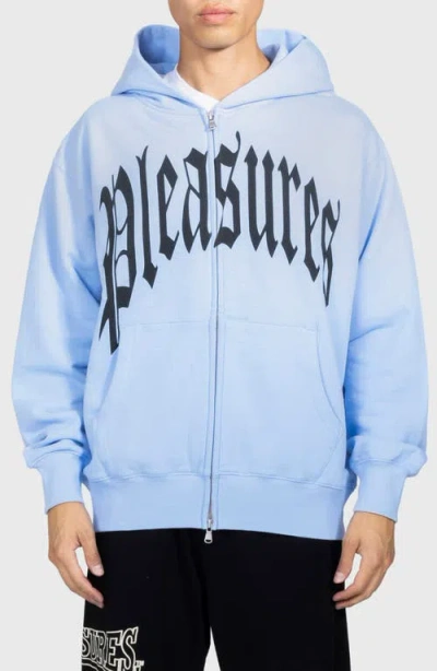Pleasures Twitch Graphic Zip Hoodie In Blue