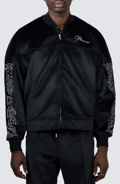Pleasures Unquote Velour Track Jacket In Black