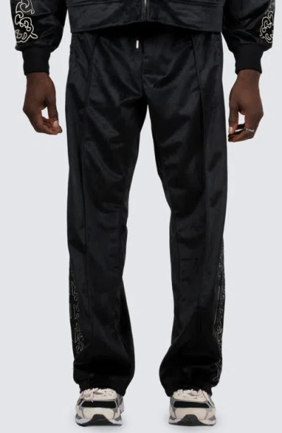 Pleasures Unquote Velour Track Pants In Black