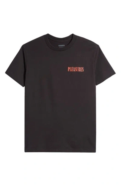 Pleasures Vertical Cotton Graphic T-shirt In Black