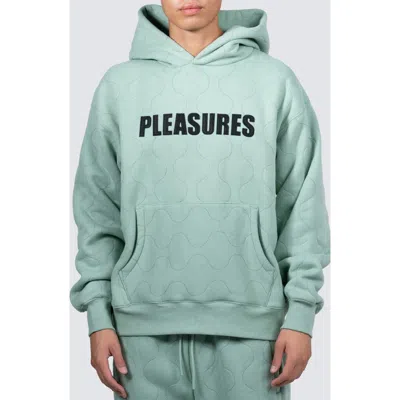 Pleasures Wave Quilted Hoodie In Matcha