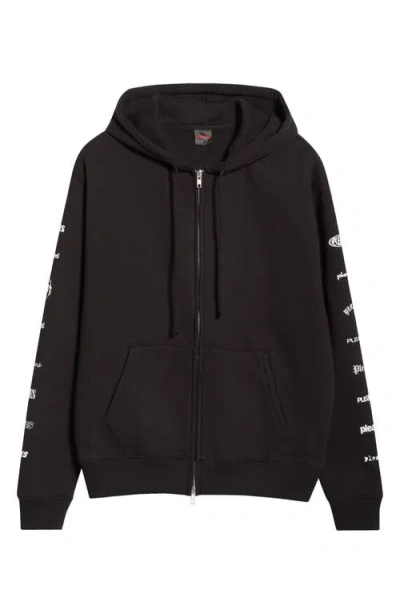 Pleasures Woodmark Fleece Zip-up Hoodie In Black