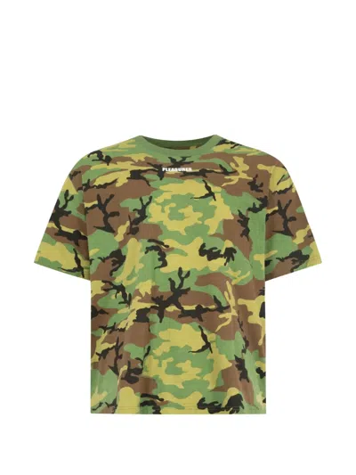 Pleasures Wordmark Camouflage-pattern T-shirt In Green