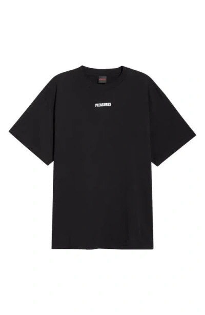 Pleasures Wordmark Logo Cotton T-shirt In Black