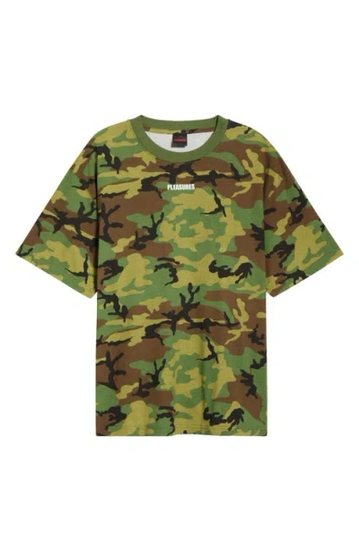 Pleasures Wordmark Logo Cotton T-shirt In Green