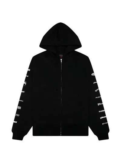 Pleasures Wordmark Zip Hoodie In Black