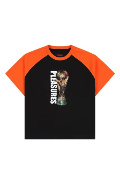 Pleasures World Cup Trophy Raglan Graphic T-shirt In Black