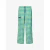 Pleasures X Boiler Room Mens  Practice Check-print Cotton-blend Jogging Bottoms Neon Xl In Green