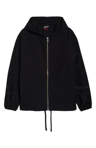 Pleasures X Daft Punk Digital Zip Oxford Poncho Hoodie In Black
