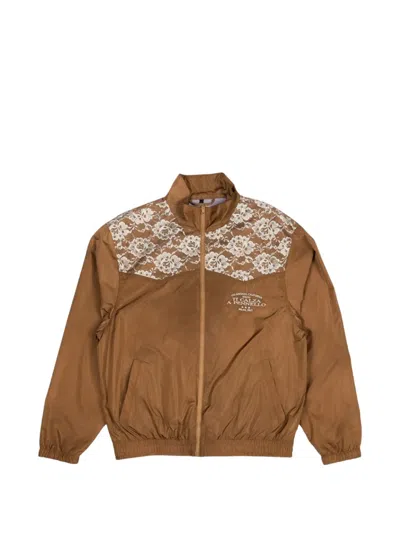 Pleasures X Iuter Francesca Lace-overlay Track Jacket In Brown