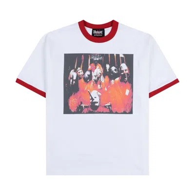 Pre-owned Pleasures X Slipknot Self Titled Ringer Shirt 'white'