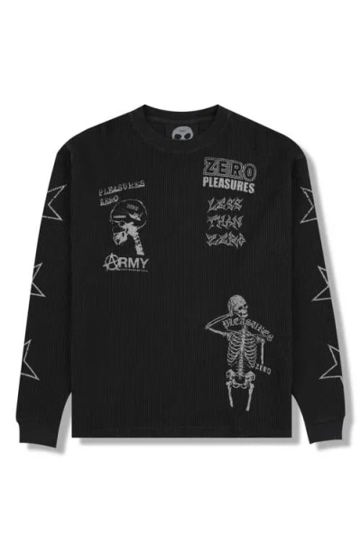 Pleasures X Zero Misled Thermal Graphic Long Sleeve T-shirt In Black