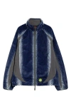 Pleasures Zebra Stripe Fuzzy Jacket In Blue
