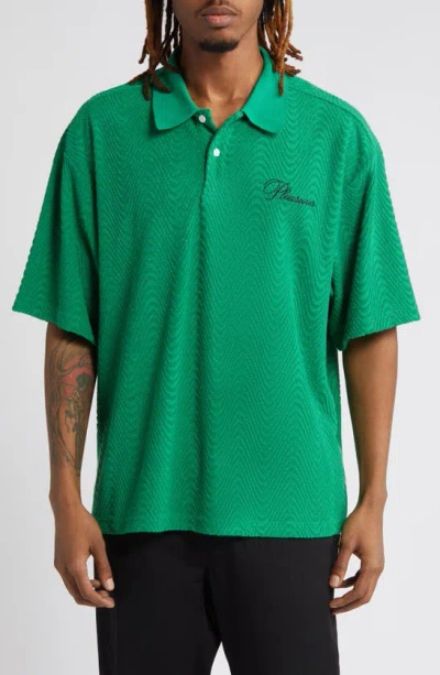 Pleasures Zen Boxy Terry Polo In Green