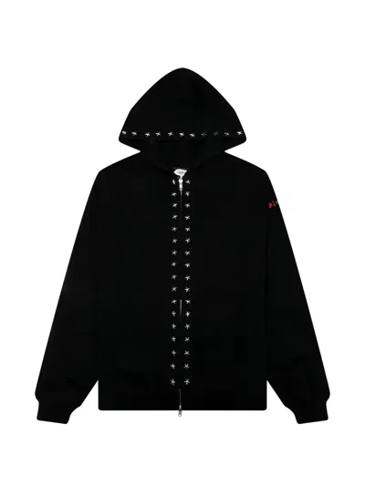 Pleasures Dane Studded Relaxed Fit Cotton Hoodie In Black