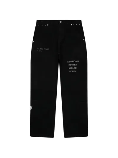Pleasures Zero Work Embroidered Trousers In Black