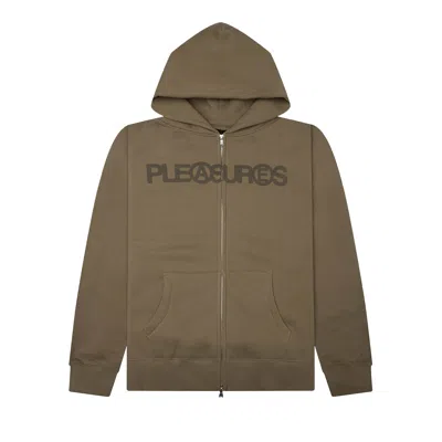 Pre-owned Pleasures Zine Zip Hoodie 'mud' | Brown | Men's Size Xl