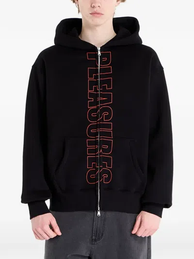 Pleasures Zip Hooded Sweater In Brown