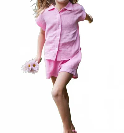 Pleat Kids' Courtney Top In Party Pink