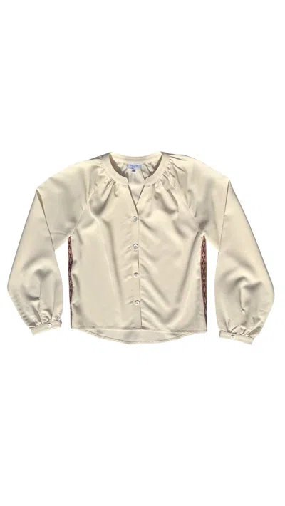 Pleat Kids' Girl's Adair Top In Cream In White