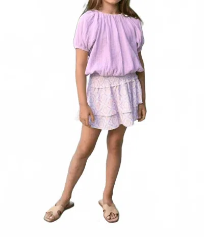 Pleat Kids' Girl's Scottie Skirt In Purple / Coral