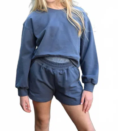 Pleat Kids' Girls Comer Shorts In Slate In Grey