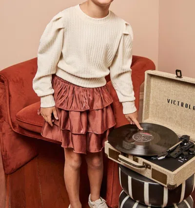 Pleat Kids' Girls Jane Sweatshirt In Textured Cream In Multi
