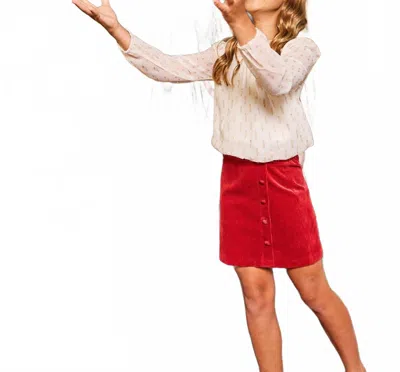 Pleat Kids' Girls Reese Skirt In Red Cord In Multi