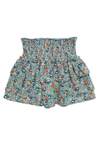 Pleat Kids' Girls Sally Skirt In (teal Floral In Multi